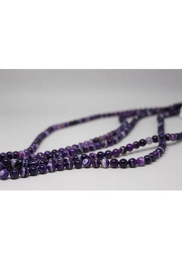 Akik Taşı Mor YARIM Dizi 8mm (7777) (18cm uzunluğundadır)