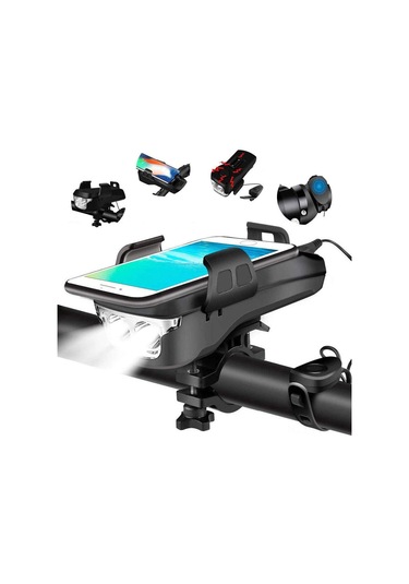 Padalink Usb Şarjlı Bisiklet Farı Ve Telefon Tutucu - 4000mah Pil, 130db Hoparlör Siyah