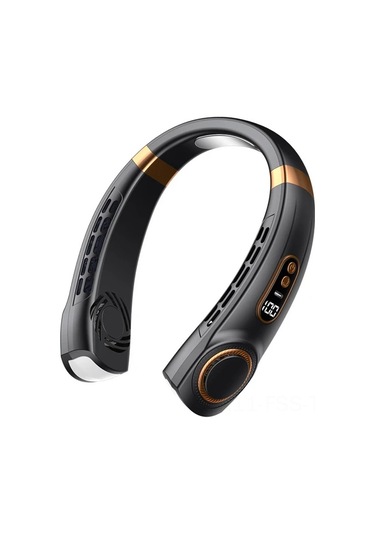 Hfambition Siyah Boyun Bağlı Fan: Buz Jiti Soğutma, Typ-c Şarj, Sessiz, Yapraksız, Taşınabilir, Çok Fonksiyonlu