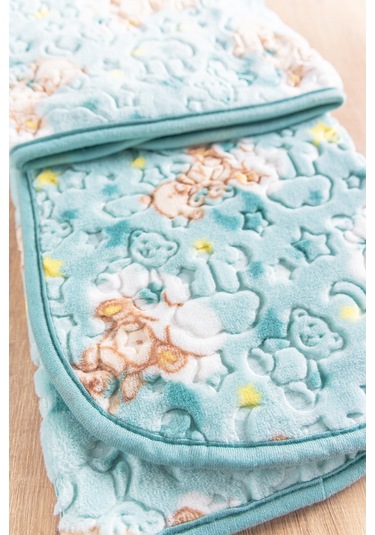 Figürlü Peluş Kız/Erkek Bebek Battaniye Yeşil