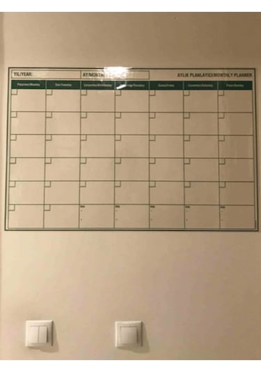 Duvara Kendiliğinden Manyetik Yapışan Aylık Program Planlayıcı Takvim 85 X 56 Cm Şeffaf Duvara Kendiliğinden Manyetik Yapışan Aylık Program Planlayıcı Takvim 85 X 56 Cm Şeffaf