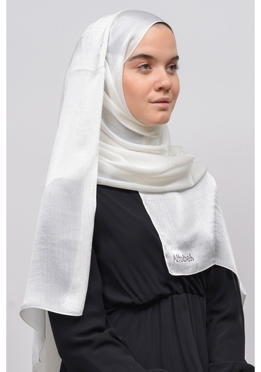 Altobeh Janjan Şık Parlak Saten Dokulu Kadın Tesettür Abiye Şifon Şal - Ekru