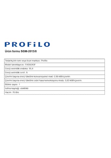 Profilo FXSA243F 76 LT Buhar Destekli Ankastre Fırın