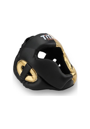 Titan Sport Yüz Korumalı Boks Kaskı , Siyah - Altın Gold Model Çok Renkli