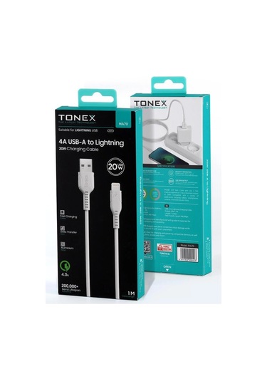Tonex Usb To Lightning 4a 20w Şarj Data Kablosu 1m - Ma70