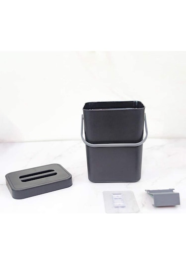 Suntek Magideal  Modern Atık Çöp Kutusu Duvara Monte Ofis Siyah-5l-orta Siyah