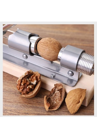 Monyee Ev İçin Çeşitli Fındıkların Kabuklarını Açmak İçin Ayarlanabilir Ahşap Ve Metal Lehimli Fındık Kırıcı Araç Gümüş