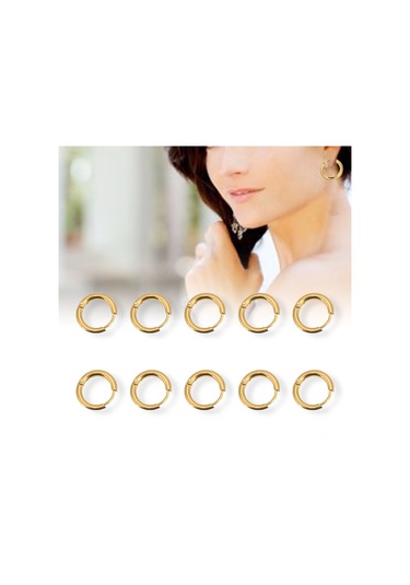 Lemestar Stainless Steel Gold Hoop Earrings - 10 Adet/ Paket - 2.5mm Çap Ve 10mm İç Çap - Dayanıklı, Deformasyona Dirençli - Gündelik Kullanım Ve Dıy El Sanatları İçin Uygun Diğer