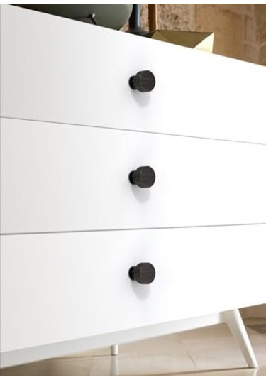 Yifomall 10 Adet Siyah Tek Delikli Yuvarlak Dolap Çubuğu, Çekmecelik Ve Gardırop Kapısı Kolu Siyah