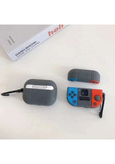 Apple Airpods Pro 3. Nesil 2025 Uyumlu Figürlü Silikon Kılıf Anahtarlıklı Kılıf Mavi - Kırmızı