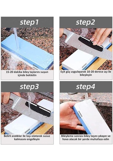 Valkyrie 4 Parça 1. Kalite Bıçak Biley Seti 1000 6000 Bileme Taşı Bambu Tabanlı Profesyonel Set Sulu Biley