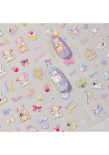 Flybuy Sevimli Ayı Köpek Hayvan Desenli Kek Tatlı Kiraz Yıldız Sticker To4351