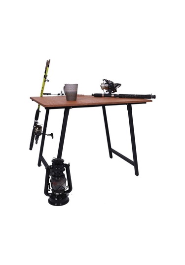 Alin Metal Ahşap Katlanır Kamp Ve Piknik Masası Kahve Ve Gri Kahve Ve Grı Kahverengi - Gri