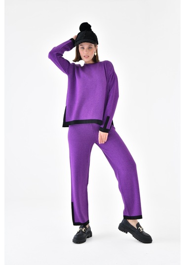 Ftz Women Kadın Çizgi Detaylı İkili Takım Mor 20631-mor Mor