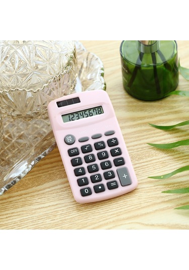 Singree 8 Haneli Şirin Mini Hesap Makinesi - Güneş Enerjili Ve Pil İle Çift Güç Kaynağı Pembe