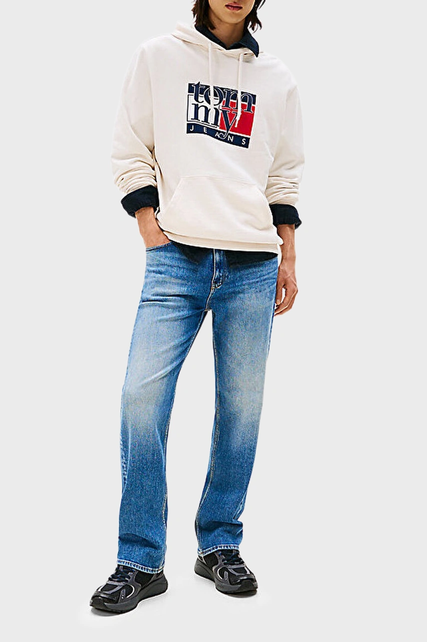 Tommy Jeans Erkek Sweat Dm0dm22092 Ybh Beyaz Beyaz