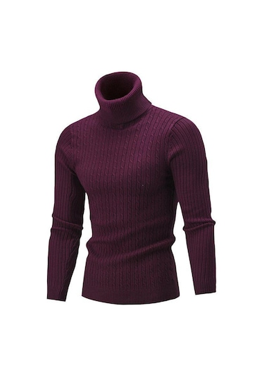 Şarap Kırmızısı Erkek Rahat İnce Balıkçı Yaka Kazak Sıcak Uzun Kollu Üstleri Triko Artı Boyutu Sıcak Slimbase Takım Elbise Sıcak Tutmak Giysiler Uzun Üst Bordo