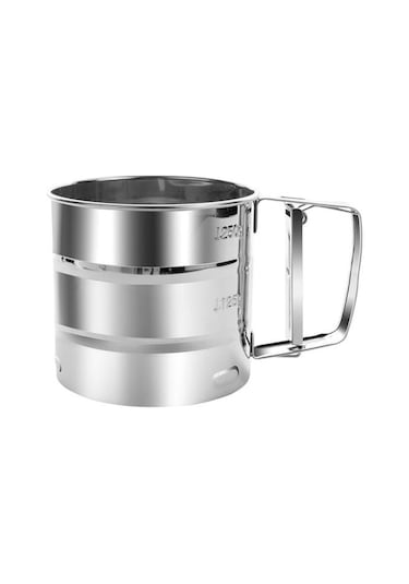 Pişirme Un Elek Çift Katmanlı İnce Örgü Pudra Şekeri Çalkalayıcı Duster El Paslanmaz Çelik Elek Pişirme Kek Un Elek Aracı Mutfak Malzemeleri Gümüş