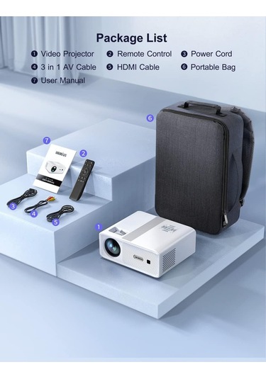 Wimius W7 Yerel 1080P 4K Destekli - 5G Wifi Bluetooth Projektör