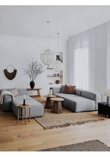 Mode Soft Köşe Koltuk Takımı 4 Modül 19 Gri Keten Kumaş Dairenize