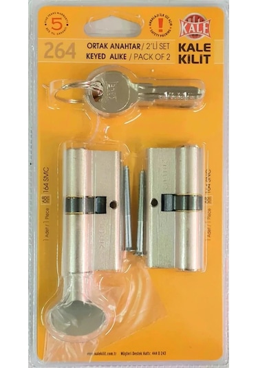 Kale Kilit 264 Ortak Anahtarlı İkili Çelik Kapı Kilit Göbek Barel