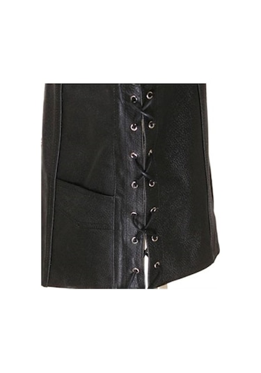 Hakiki Deri Siyah Cooper Ipli Erkek Deri Yelek Kahverengi