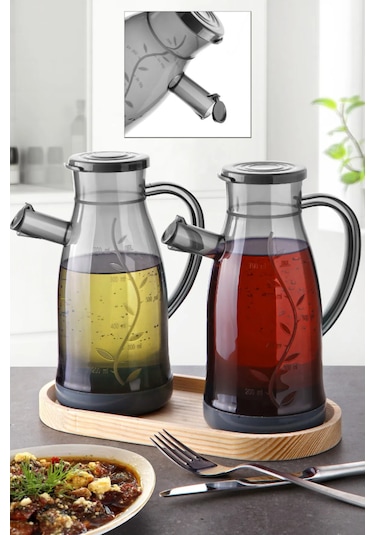 2'li Olivia Bambu Standlı Plastik Yağdanlık Sirkelik 700 Ml