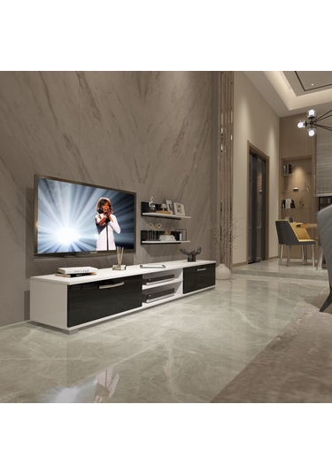 Decoraktiv Eko 4 Mdf Dvd Tv Ünitesi Tv Sehpası Beyaz - Siyah