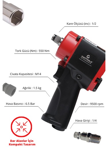Gap Tools Gpmı1201 Mini 1\2  Havalı Somun Sökme