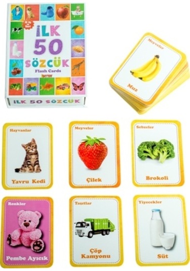 İlk 50 Sözcük Flash Cards Zeka Kartları Eğitici Kartlar