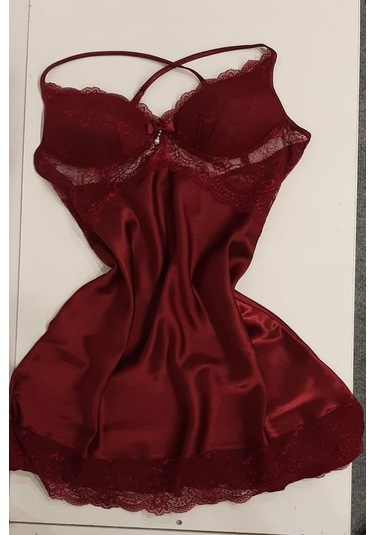 Duchesse 137 Çeyizlik Dantelli Saten 6'lı Set -bordo Bordo