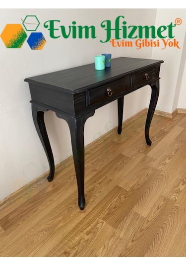 120 Cm Çekmeceli Siyah Eskitme Dresuar & Makyaj Masası Siyah