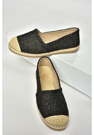 Fox Shoes D280250017 Siyah Hasır Günlük Kadın Ayakkabı Siyah-hasır Siyah
