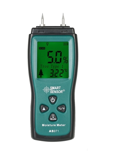 Smart Sensor El Mini Ahşap Nem Ölçer Dijital Lcd Kereste Koyu Yeşil
