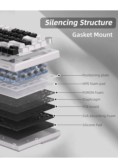 Magegee Sky81 83 Tuş Kablosuz Rgb Hot-swap Gasket Siyah-beyaz Gaming Klavye