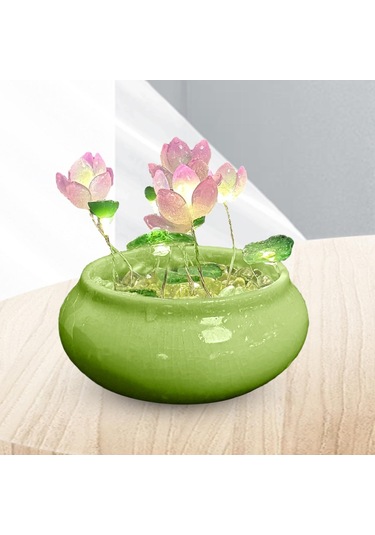 Homyl Lotus Gece Lambası Çiçeği Süs Kapalı Minimalist Masa Mor Çok Renkli