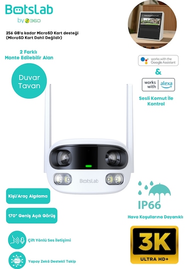 Smart W302 Outdoor Kamera 3k / Çift Yönlü Ses / 170 / Akıllı İnsan Takibi