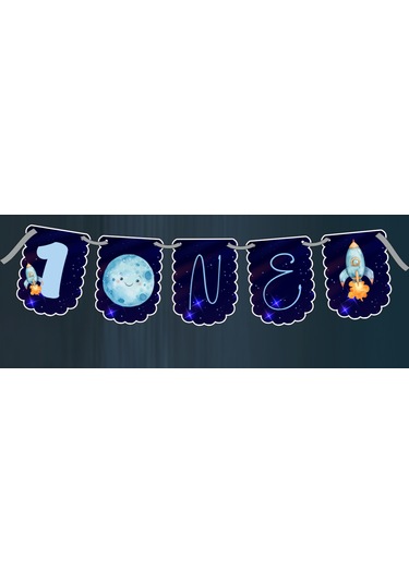Uzay Temalı 3 Lü Set One 1 Yaş Doğum Günü Süsü