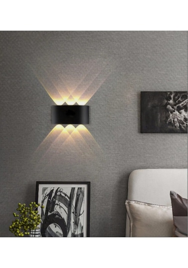 Dekoratif Çift Yönlü Duvar Aydınlatma Led Aplik Duvar Lambası Siyah