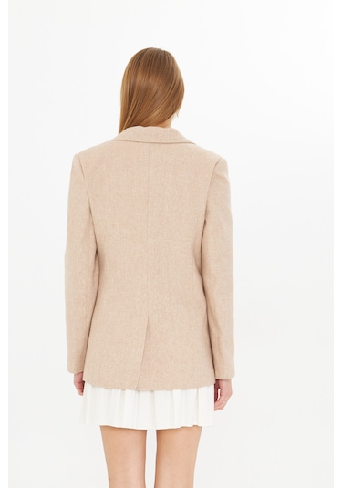 Simli Blazer Ceket Bej