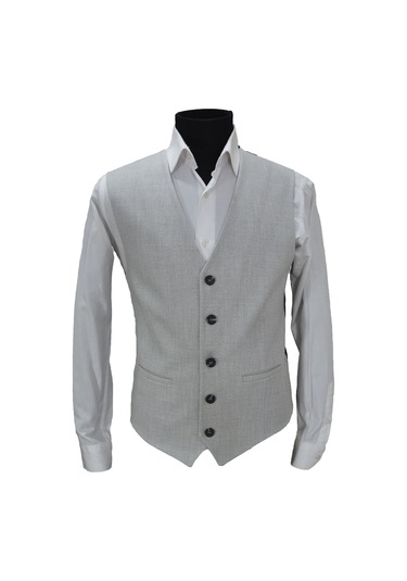 Mentor Regalo Erkek Yelek V Yaka Açık Gri Balık Sırtı 50434