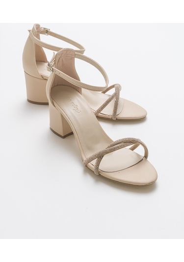 Topuklu Büyük Numara Bayan Taslı Tek Bant Abiye  Ayakkabı