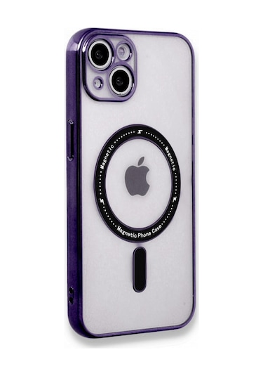 İphone 14 Kılıf Magsafe Özellikli Gold Seri Lazer Silikon Kapak