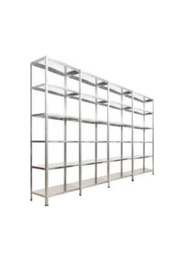 Çelikrafburada 6 Katlı 4 Lü Bitişik Çelik Galvaniz Arşiv Rafı Depo Rafı Kiler Rafı 31x75x200 Dx51 Kalite Gümüş