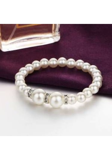 Taşlı İnci Takı Seti Kolye, Bileklik, Küpe 18 Gp Sevgililer Günü