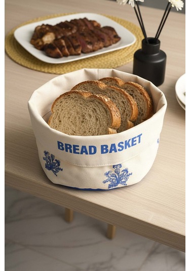 Elysian Blue Keten Ekmek Sepeti Çok Renkli