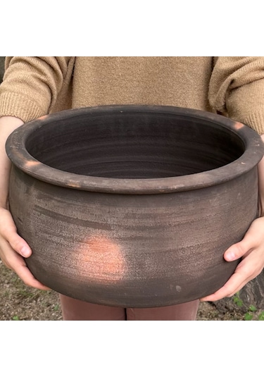 Doğal Toprak Kuzuluk Güveç Tencere 35-40 Kişilik 20 Litre 40x20 C Kahverengi