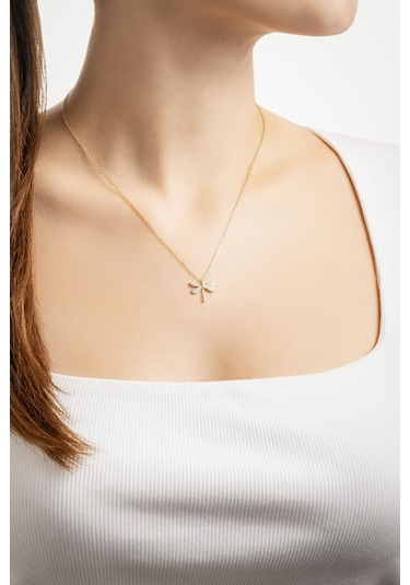 So Chic Minimal 18 Ayar Sarı Altın Kaplama 45 Cm Gümüş Yusufçuk Kolye Sarı