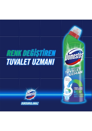 Domestos Renk Değiştiren Tuvalet Uzmanı Temizleyici ve Kireç Çözücü 2 x 750 ML