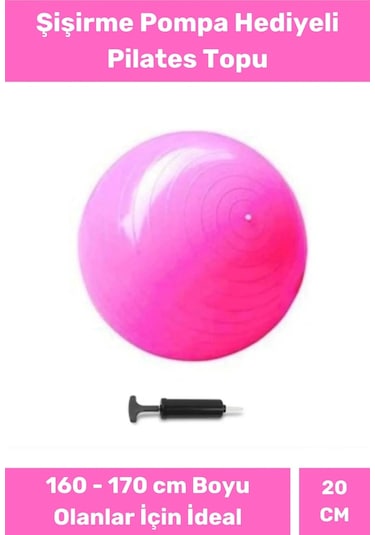 Mini Gymball 20cm Pembe Pilates Topu Denge Egzersiz Şişirme Pompa Hediyeli